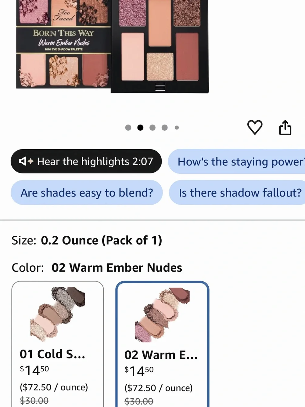 Too Faced Born This Way Warm Amber Nudes Mini Eyeshadow Palette